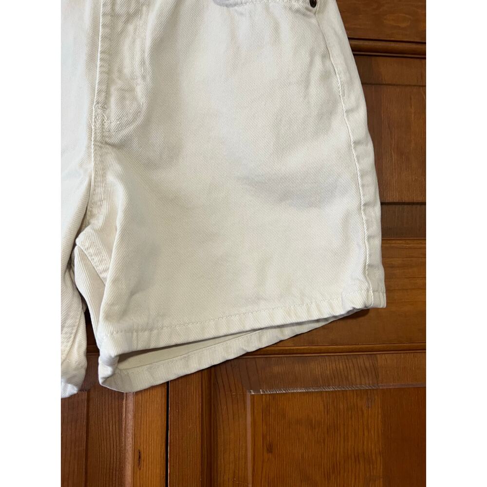 ZARA Women's High Rise Denim Shorts Cream White Structured Cotton Size 4 - Picture 4 of 9